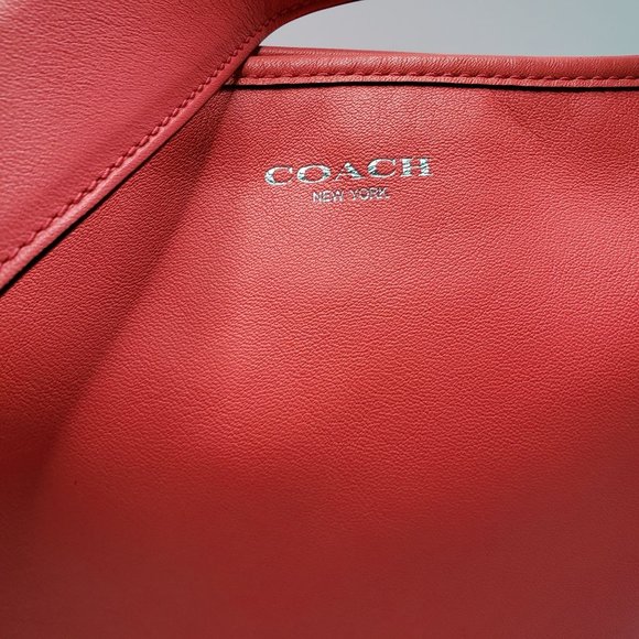 Coach Legacy Perforated Duffle Purse Coral Leather Tassel Detail Large Handbag - Picture 4 of 13